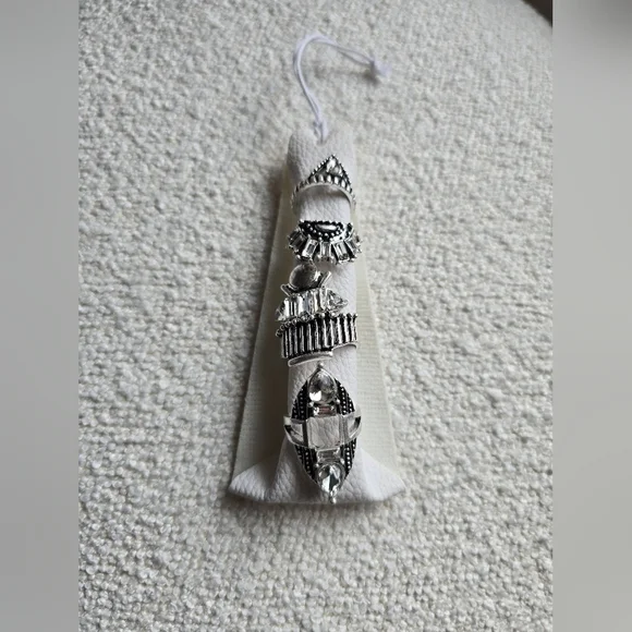 Free People, Rhapsody Ring Set, Silver/Black - Picture 3 of 6